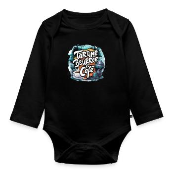 tartine beurrée et café - Body Bébé bio manches longues - noir - Devant