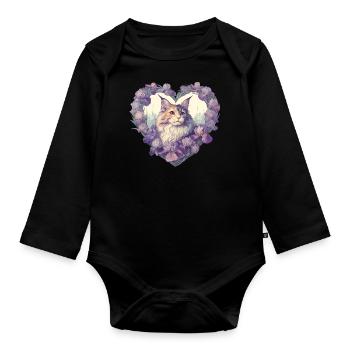 MaineCoon Iris - Body Bébé bio manches longues - noir - Devant