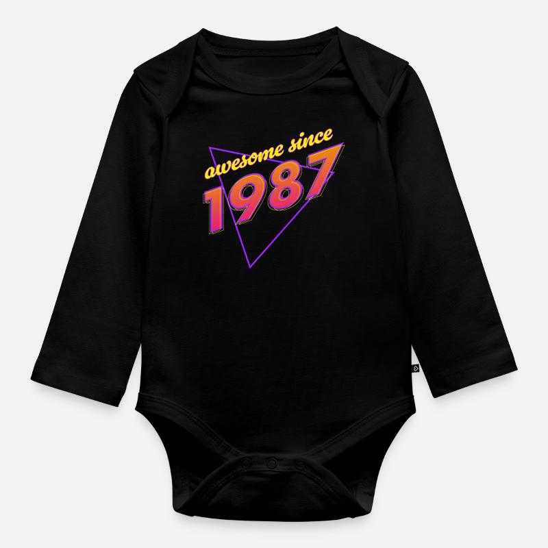 Retro - Genial seit 1987 - Baby Bio-Langarm-Body - Schwarz
