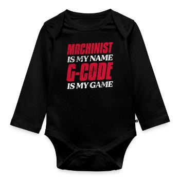 Machiniste est mon nom G-Code est mon jeu CNC - Body Bébé bio manches longues - noir - Devant