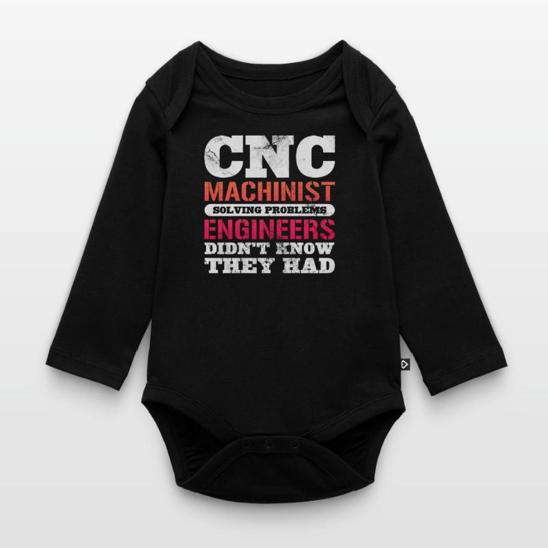 CNC Machinist Solving Problems Engineers Didn't Organic Longsleeve Baby Bodysuit
