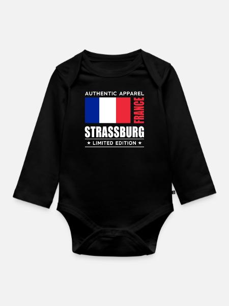 Strassburg - Baby Bio-Langarm-Body - Schwarz