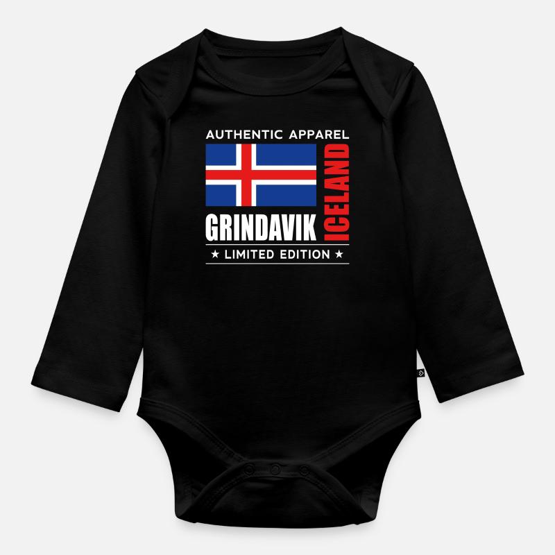 Grindavik - Organic Longsleeve Baby Bodysuit - black
