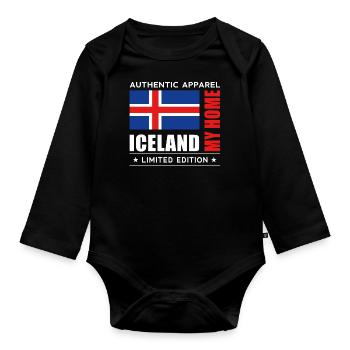 Islande - Body Bébé bio manches longues - noir - Devant