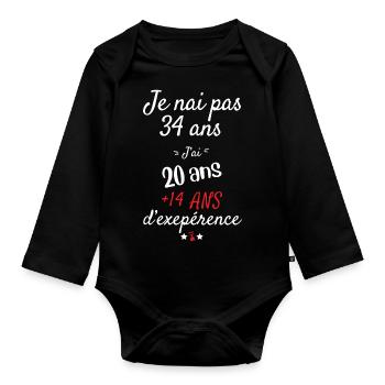 Ich habe keine 34 Geburtstagsgeschenke - Baby Bio-Langarm-Body - Schwarz - Vorne