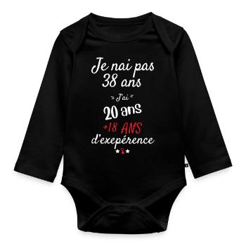 I don't have a 38 year old birthday present - Organic Longsleeve Baby Bodysuit - black - Front