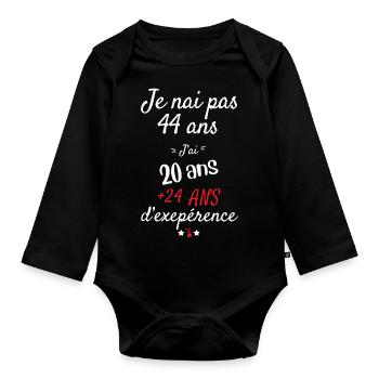 I don't have a 44 year old birthday present - Organic Longsleeve Baby Bodysuit - black - Front