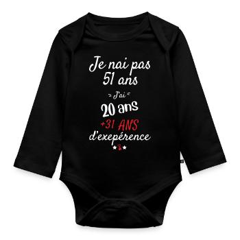 I don't have a 51 year old birthday present - Organic Longsleeve Baby Bodysuit - black - Front