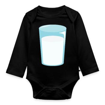 Verre de lait - Body Bébé bio manches longues - noir - Devant