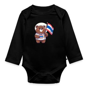 Thai Bär - Baby Bio-Langarm-Body - Schwarz - Vorne