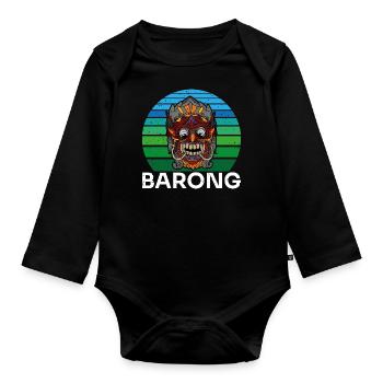 Barong Bali Tiermaskentanz Mythischer Löwe - Baby Bio-Langarm-Body - Schwarz - Vorne