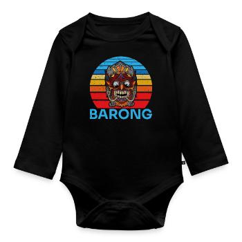 Barong Bali Tiermaskentanz Mythischer Löwe - Baby Bio-Langarm-Body - Schwarz - Vorne