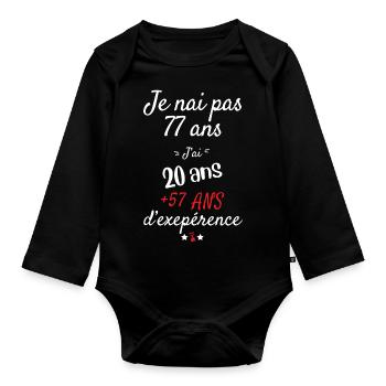 Ich habe kein 77 Jahre altes Geburtstagsgeschenk - Baby Bio-Langarm-Body - Schwarz - Vorne