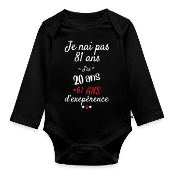 Ich bin nicht 81 Jahre alt Geburtstagsgeschenk - Baby Bio-Langarm-Body - Schwarz - Vorne