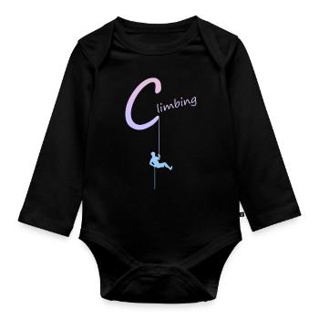 climbing, abseilen, klettern, kletterer - Baby Bio-Langarm-Body - Schwarz - Vorne