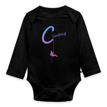 climbing, abseilen, klettern, kletterer - Baby Bio-Langarm-Body - Schwarz - Vorne