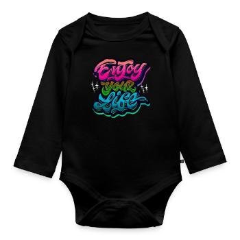 slogan illustration style art vector fashion graphics - Organic Longsleeve Baby Bodysuit - black - Front