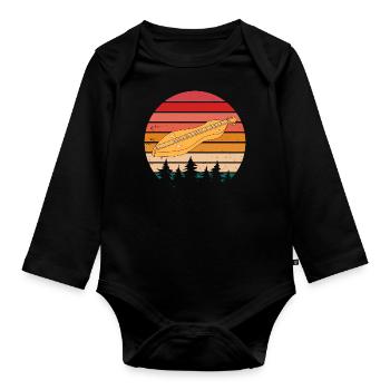 Retro dulcimer - Organic Longsleeve Baby Bodysuit - black - Front