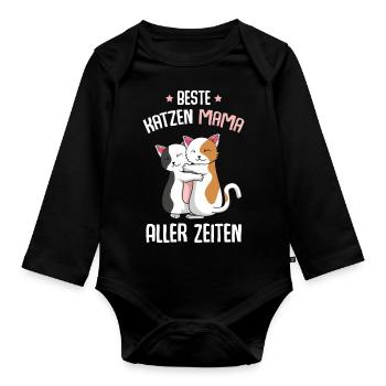 Best Cat Mom - Organic Longsleeve Baby Bodysuit - black - Front
