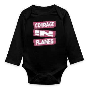 bravery in action conquering fears fire department - Organic Longsleeve Baby Bodysuit - black - Front