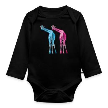 Giraffen lassen es krachen - Baby Bio-Langarm-Body - Schwarz - Vorne