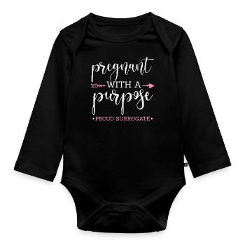 Pregnant with a purpose Proud surrogate Surrogacy - Baby Bio-Langarm-Body - Schwarz - Vorne