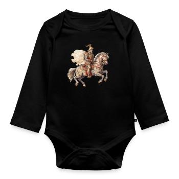 Knight on a horse, Middle Ages - Organic Longsleeve Baby Bodysuit - black - Front