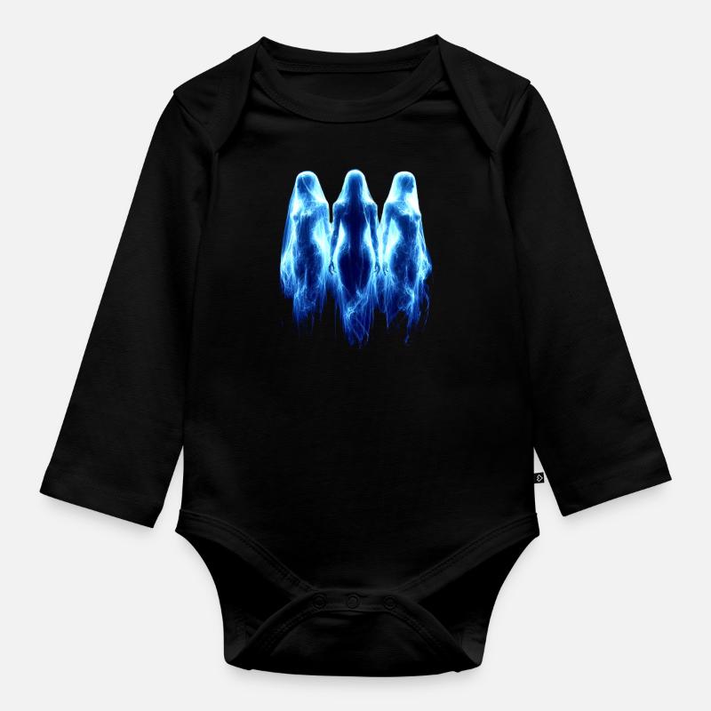 three ghosts - Organic Longsleeve Baby Bodysuit - black