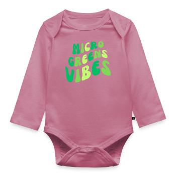MICROGREENS VIBES | Urban Farmer Micro Gardening - Organic Longsleeve Baby Bodysuit - mauve - Front