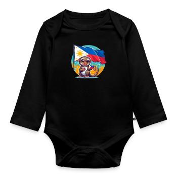 Philippinischer Stolz - Baby Bio-Langarm-Body - Schwarz - Vorne