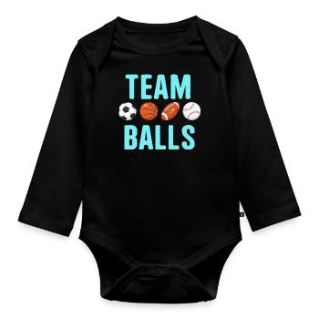Team Balls Funny Team Boy Gender Reveal - Organic Longsleeve Baby Bodysuit - black - Front
