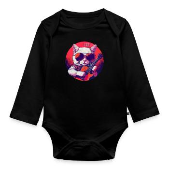 Tabby Tunes - Organic Longsleeve Baby Bodysuit - black - Front