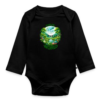 Sauver le monde (un appel à la conservation)Vert - Body Bébé bio manches longues - noir - Devant