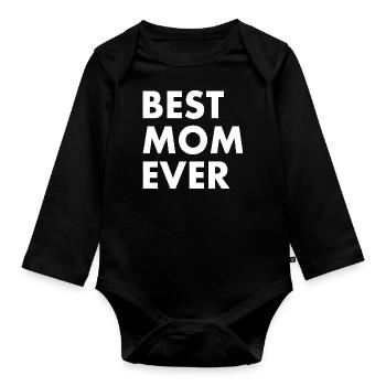 Best mom ever - Body Bébé bio manches longues - noir - Devant