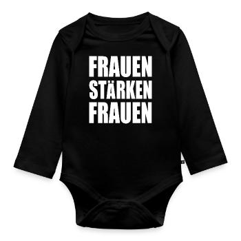 frauen stärken frauen - Baby Bio-Langarm-Body - Schwarz - Vorne