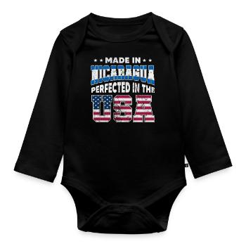 Made In Nicaragua Perfected In The Usa Nica - Organic Longsleeve Baby Bodysuit - black - Front