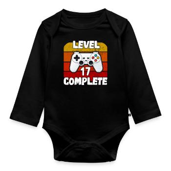 17. Geburtstag - Gamer-Videospiele - Baby Bio-Langarm-Body - Schwarz - Vorne