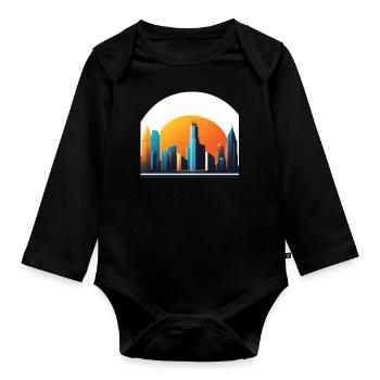 Logo Skyline - Baby Bio-Langarm-Body - Schwarz - Vorne