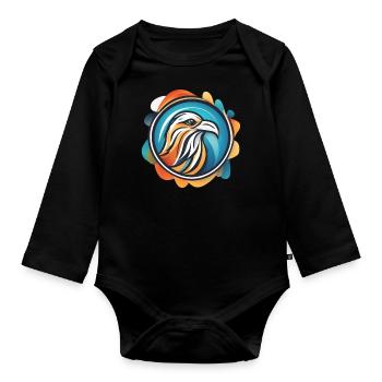 Vogel Logo Taube - Baby Bio-Langarm-Body - Schwarz - Vorne