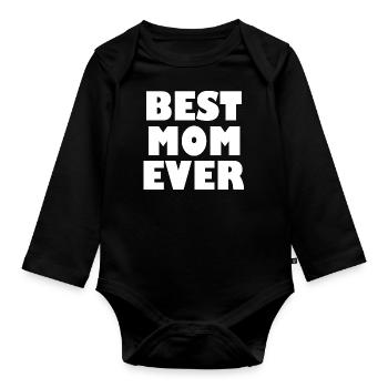 Best mom ever - Body Bébé bio manches longues - noir - Devant