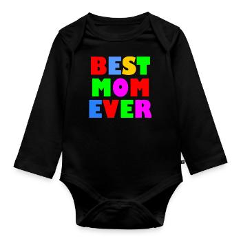 Best mom ever - Body Bébé bio manches longues - noir - Devant