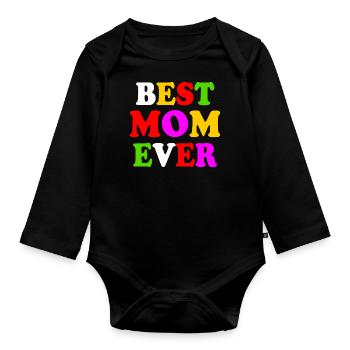 Best mom ever - Body Bébé bio manches longues - noir - Devant