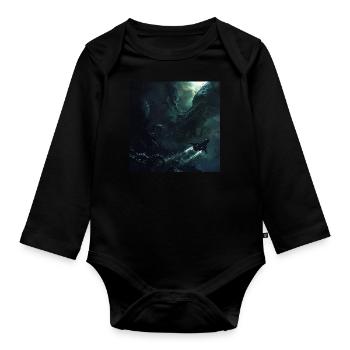 Dark Space - Organic Longsleeve Baby Bodysuit - black - Front