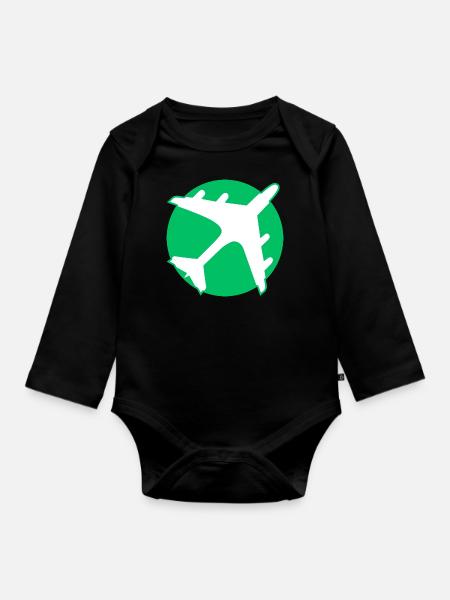 Flugreisen - Baby Bio-Langarm-Body - Schwarz