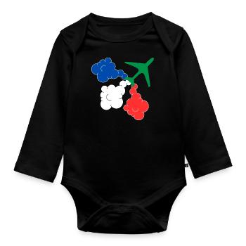 Patrouille de France military aircraft - Organic Longsleeve Baby Bodysuit - black - Front