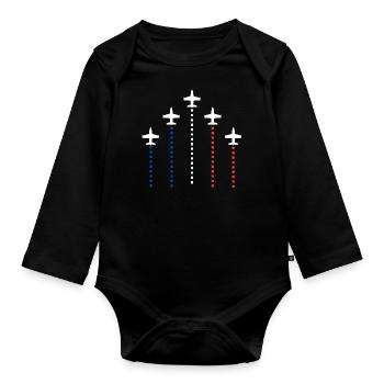 Patrouille de France air show in formation - Organic Longsleeve Baby Bodysuit - black - Front