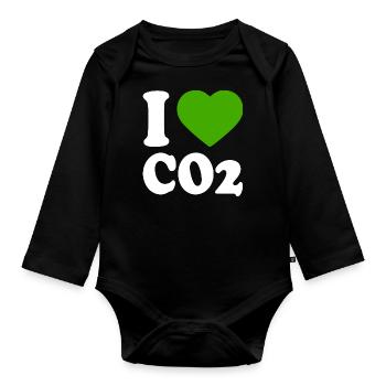 I love co2 - Organic Longsleeve Baby Bodysuit - black - Front