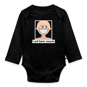 Je vais battre le cancer - Body Bébé bio manches longues - noir - Devant