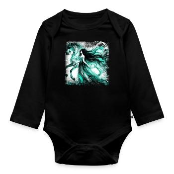 Blumen Frauen Mädchen Mode Design Kunst Weiblicher Stil - Baby Bio-Langarm-Body - Schwarz - Vorne