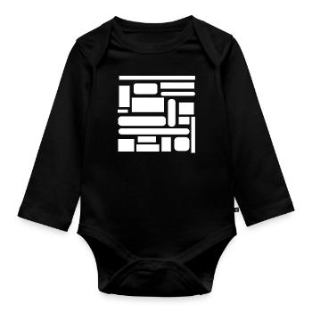 Weiße Geometrie - Baby Bio-Langarm-Body - Schwarz - Vorne